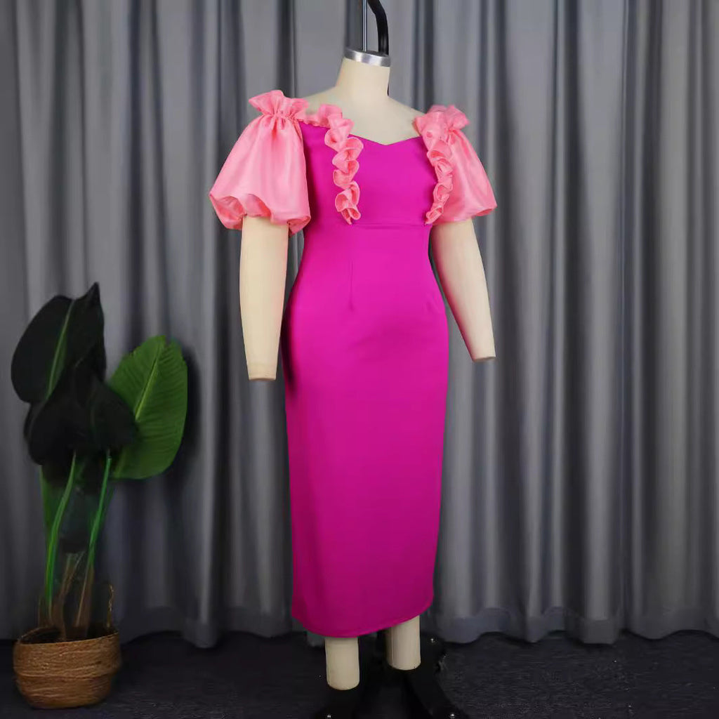 Robe longue femme avec des volants volumineux R&B