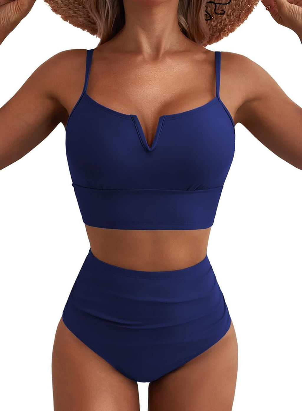 Ensemble de bikini taille haute pour femmes avec décolleté en V et larges bretelles R&B