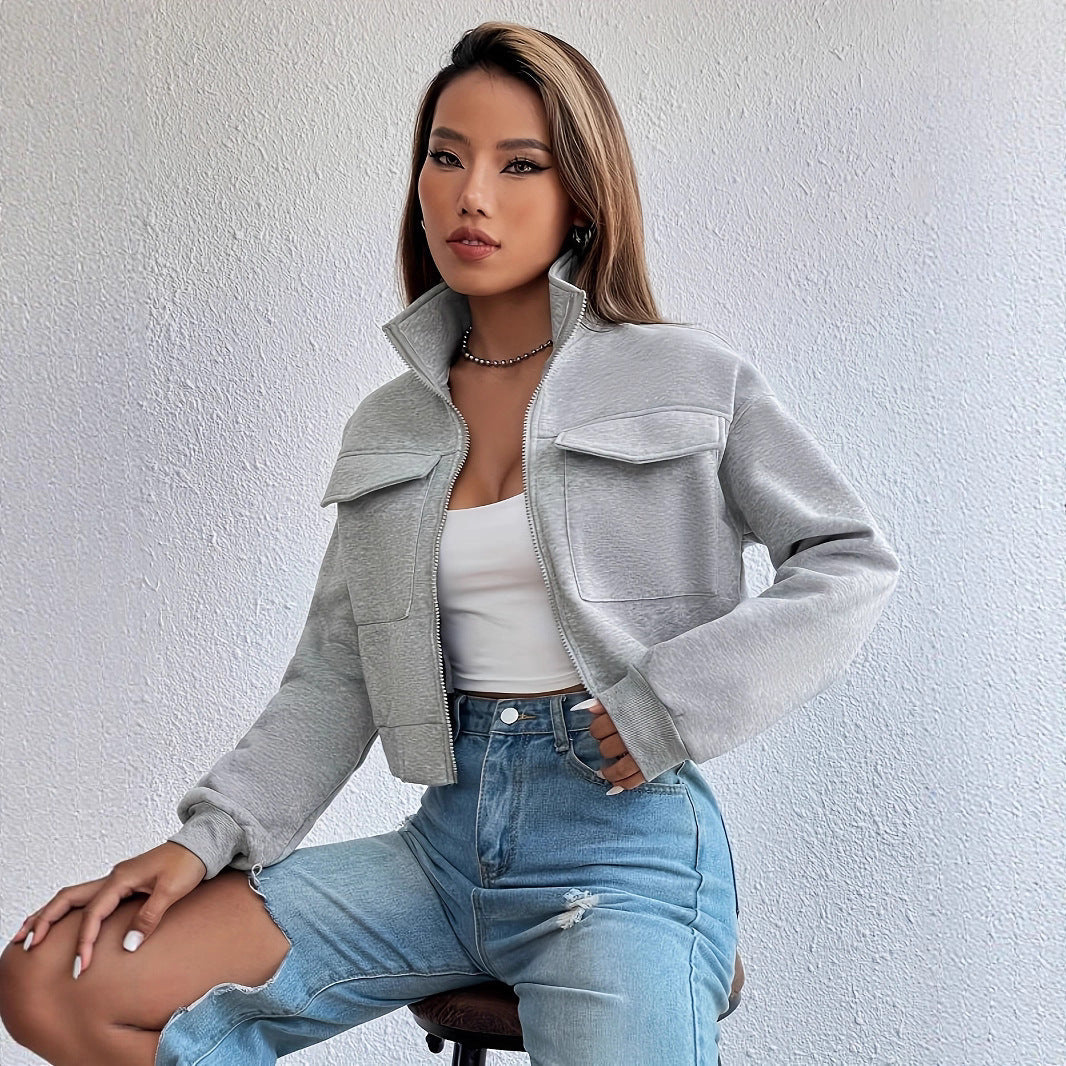 Veste de loisirs cropped pour femmes, à la mode et confortable