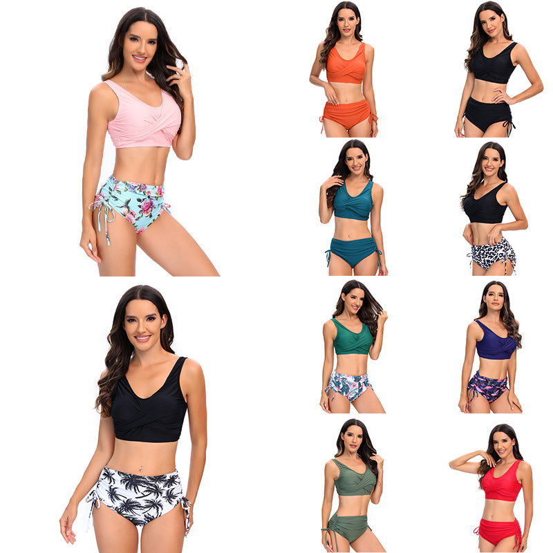 Ensemble de bikini taille haute pour femmes avec bretelles réglables R&B