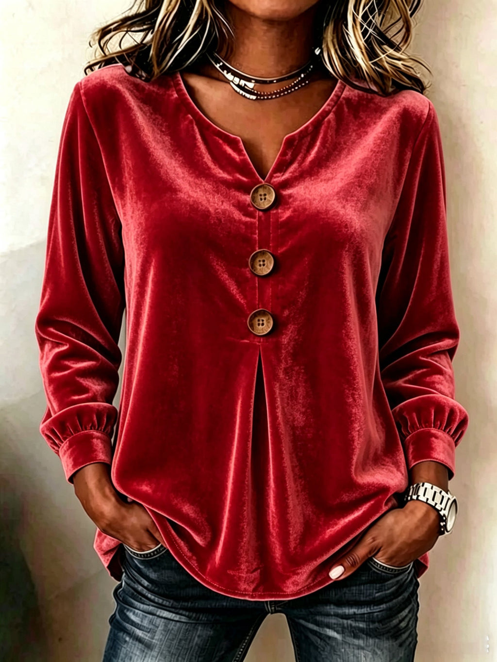 Blouse en velours élégante et confortable pour femmes