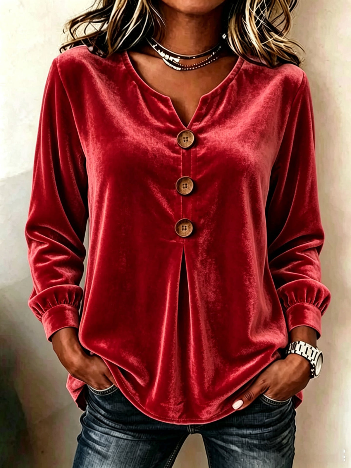 Blouse en velours élégante et confortable pour femmes