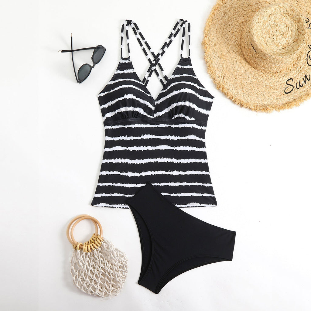 Tankini femme avec motif rayé à la mode R&B