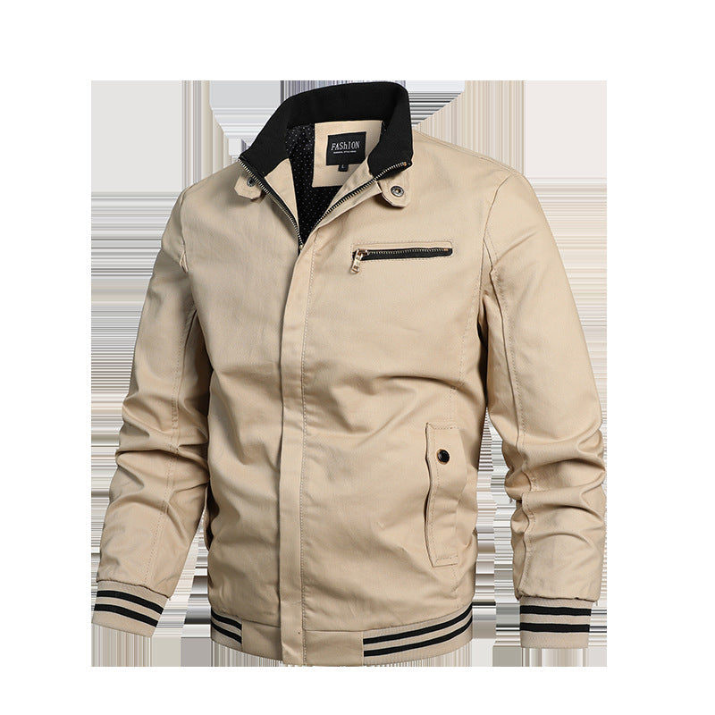 Blouson urbain pour hommes avec col montant contrasté, bords-côtes rayés et fermeture éclair sur la poitrine Echo Archiv