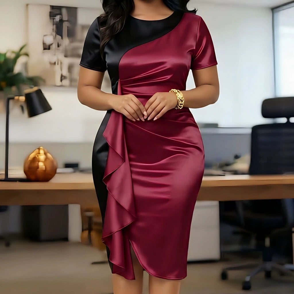 Robe portefeuille glamour pour femmes avec drapé asymétrique R&B
