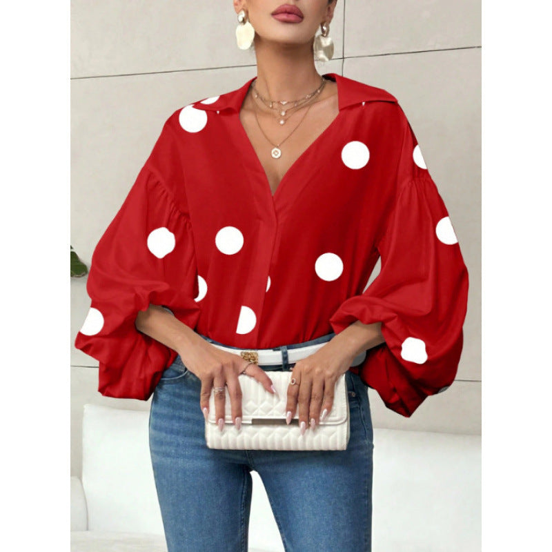 Blouse femme avec des manches ballon volumineuses et un col élégant Heidi-Mode