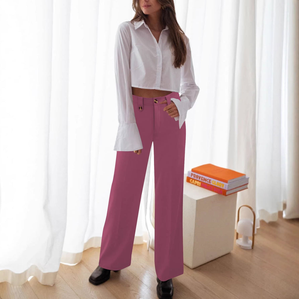 Pantalon palazzo taille haute pour femmes avec pli marqué, fausses boutonnières et poches passepoilées Echoarchiv