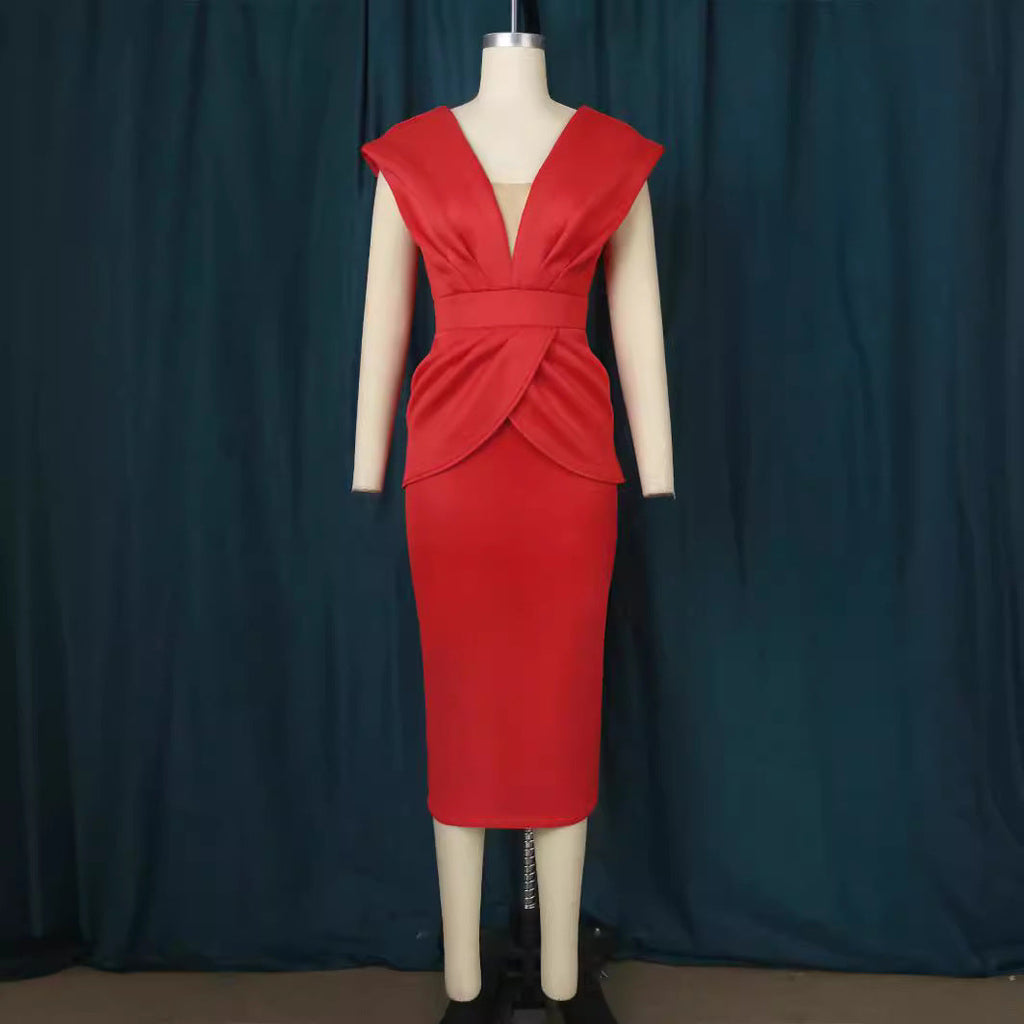 Robe portefeuille ajustée pour femmes avec décolleté en V profond et coupe organique R&B