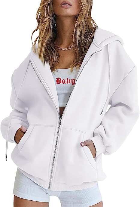 Veste à capuche surdimensionnée pour femmes avec fermeture éclair intégrale et poches kangourou Echo Archiv