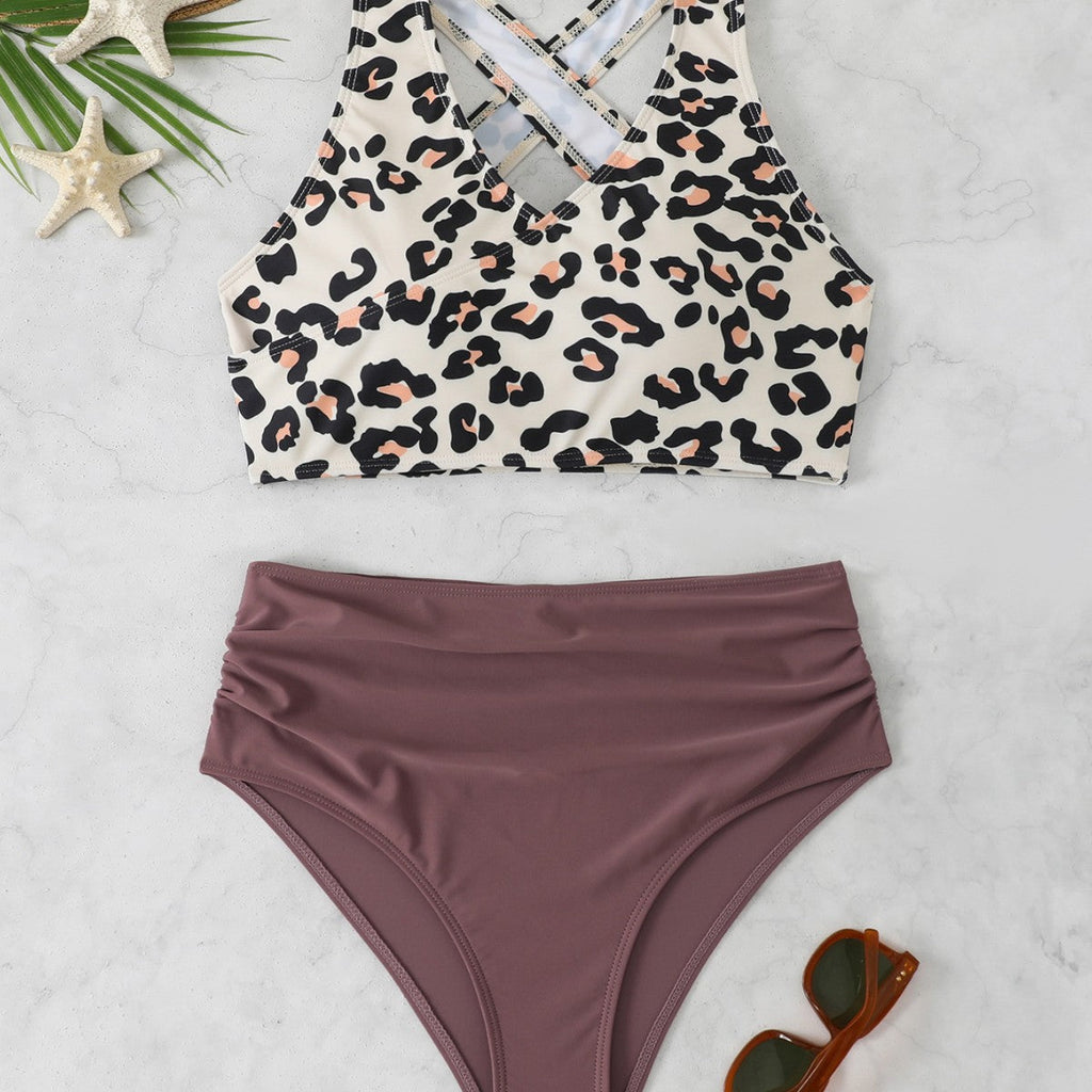 Ensemble de bikini sportif pour femmes avec un design léopard à la mode R&B
