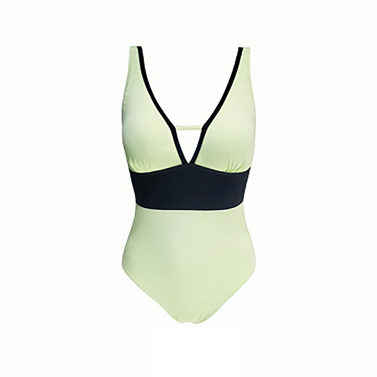 Maillot de bain une pièce femme avec décolleté en V profond et détails contrastés R&B