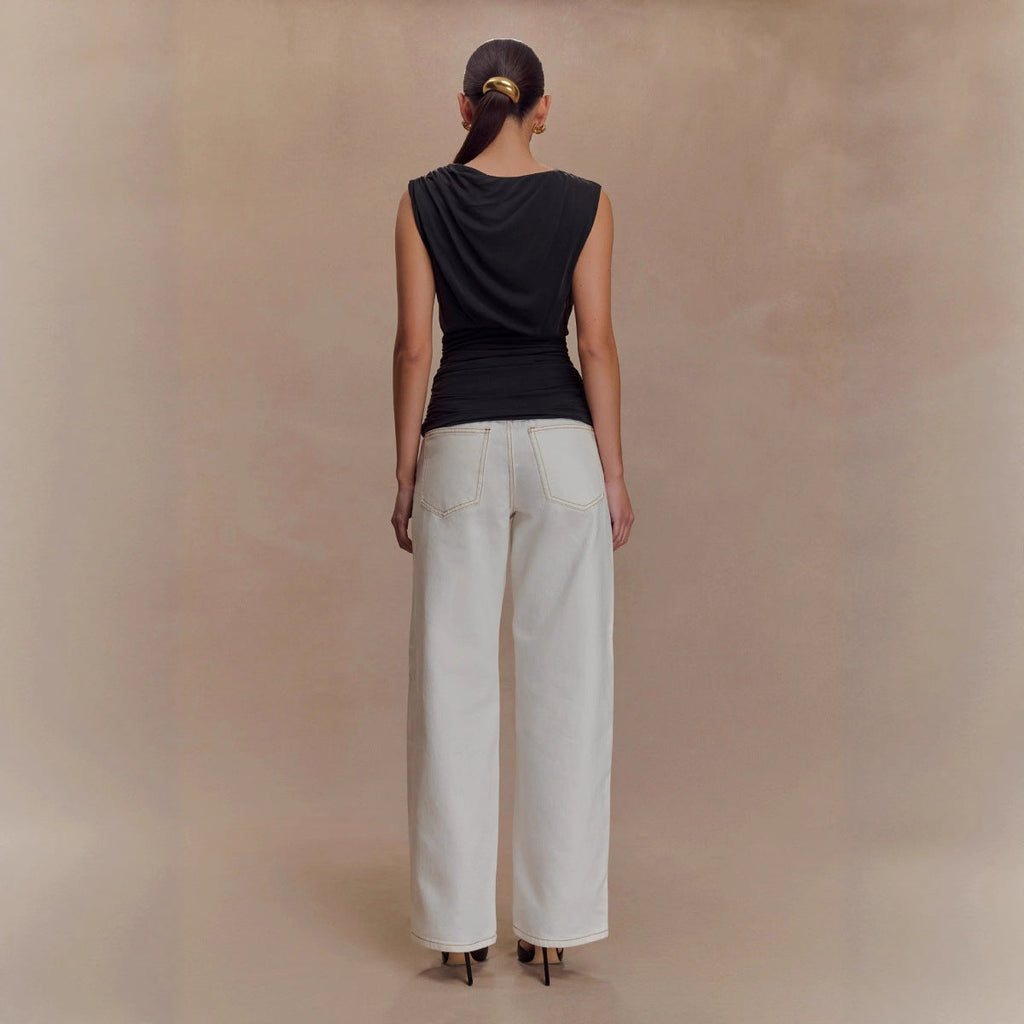 Haut ajusté pour femmes avec un design de drapage raffiné R&B
