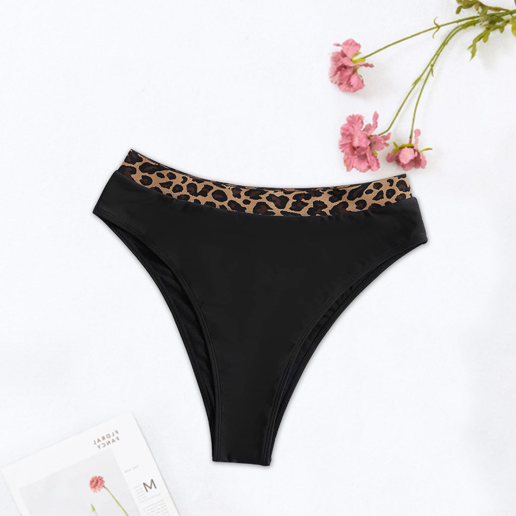 Bas de bikini taille haute pour femmes avec motif léopard à la mode R&B