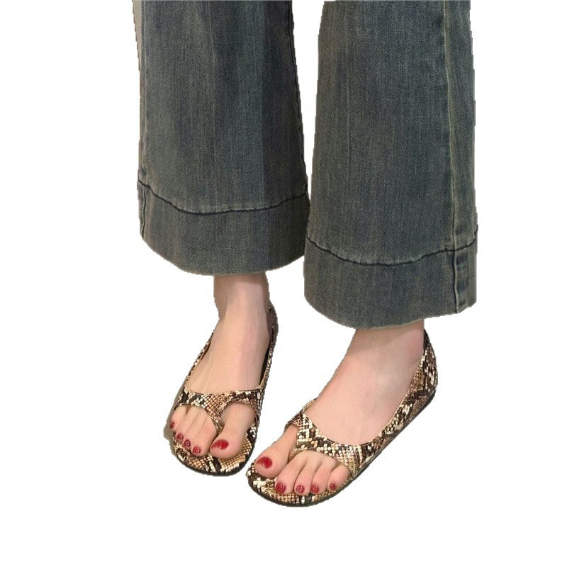Chaussures d'été élégantes pour femmes avec un design harmonieux en simili-cuir serpent R&B