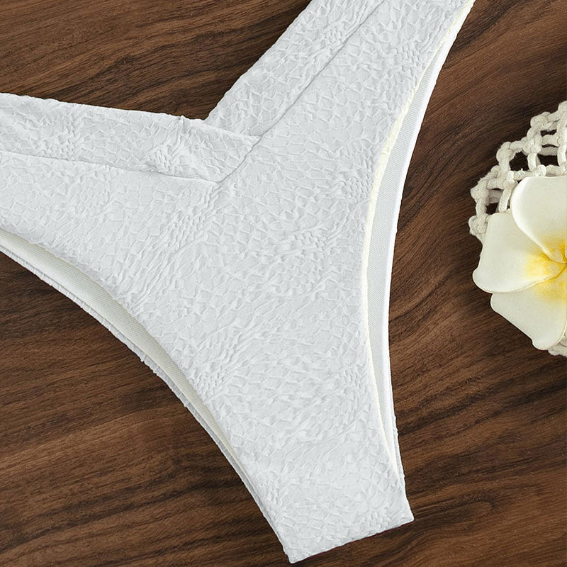 Bikini triangle taille haute pour femmes avec anneau décoratif R&B