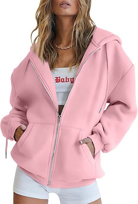 Veste à capuche surdimensionnée pour femmes avec fermeture éclair intégrale et poches kangourou Echo Archiv