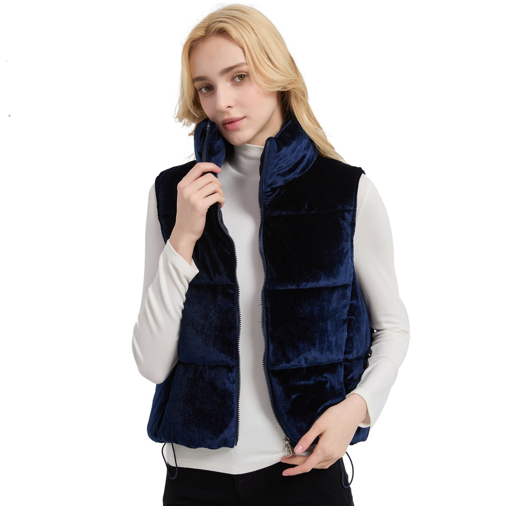Gilet d'isolation en velours matelassé pour femmes avec col montant et ourlet ajustable Echo Archiv