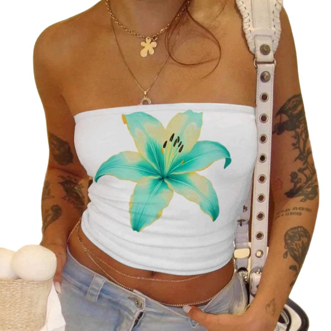 Top bandeau pour femmes avec design floral R&B