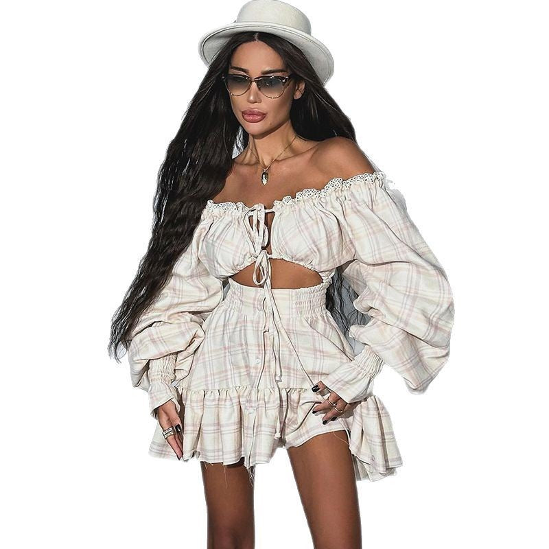 Robe mini femme au style ludique et romantique avec manches bouffantes et volants R&B
