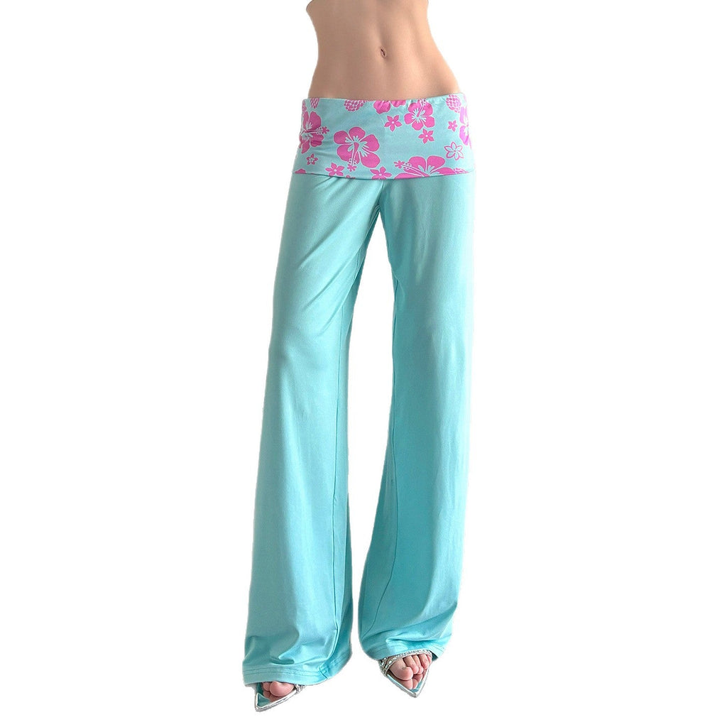Pantalon palazzo de yoga pour femmes avec taille haute et ceinture repliée Echo Archiv