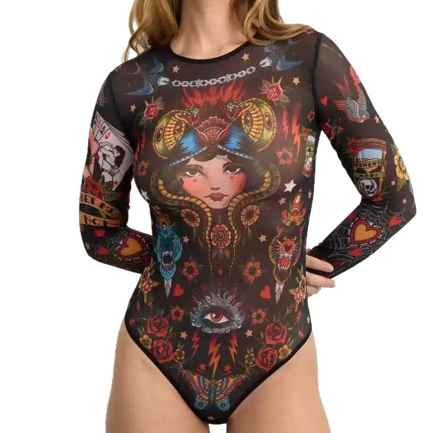 Maillot de bain à manches longues pour femmes avec motif tribal dynamique Echo Archiv