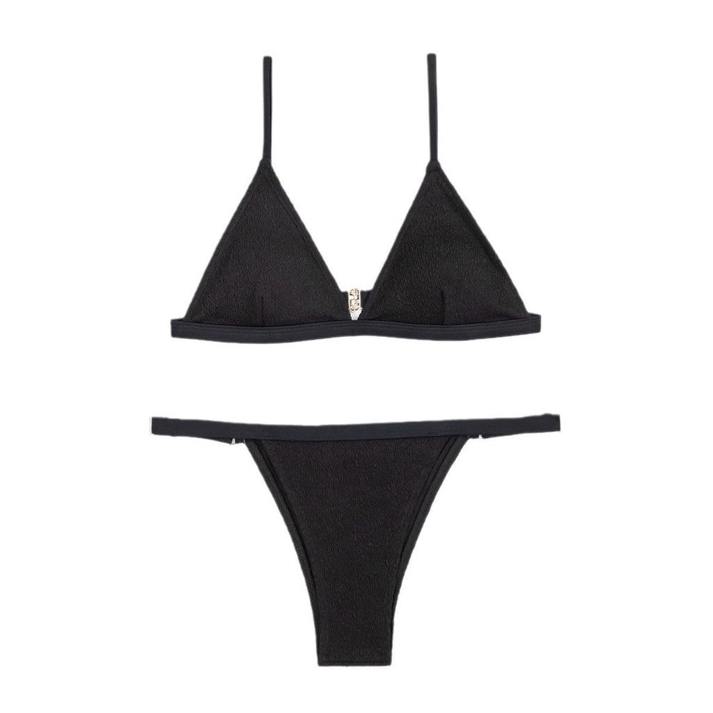 Bikini triangle pour femmes avec texture élégante et bretelles réglables R&B