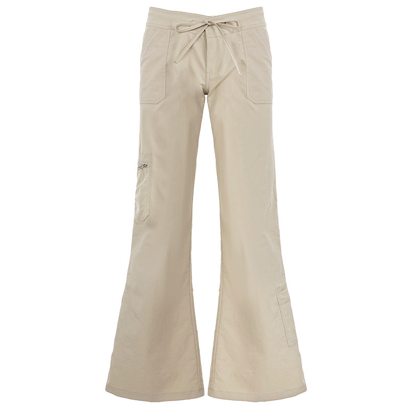 Pantalon cargo évasé taille haute pour femmes avec cordon de serrage, poches multiples et silhouette décontractée Echo Archiv
