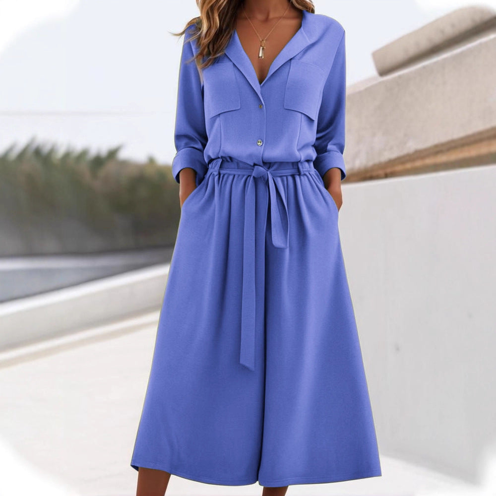 Ensemble Chemise et Pantalon en Lin Décontracté pour Femmes R&B