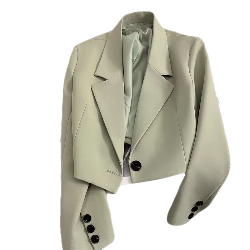Blazer Cropped pour Femmes avec Col Châle