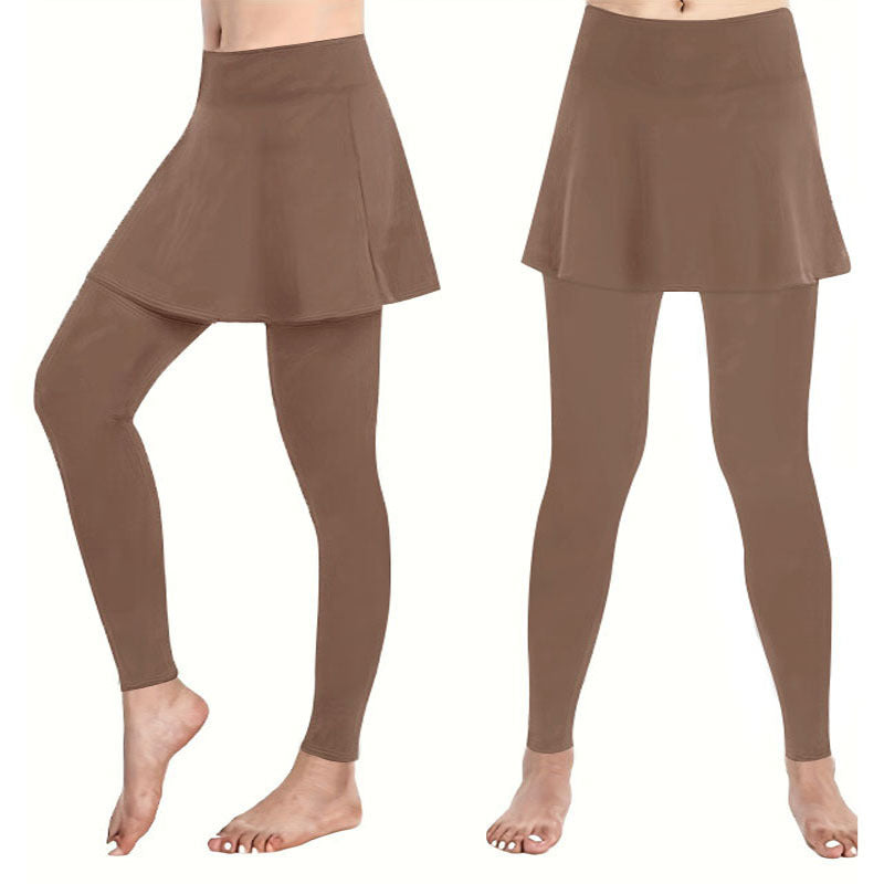 Leggings taille haute pour femmes avec jupe évasée intégrée et silhouette flatteuse Echoarchiv