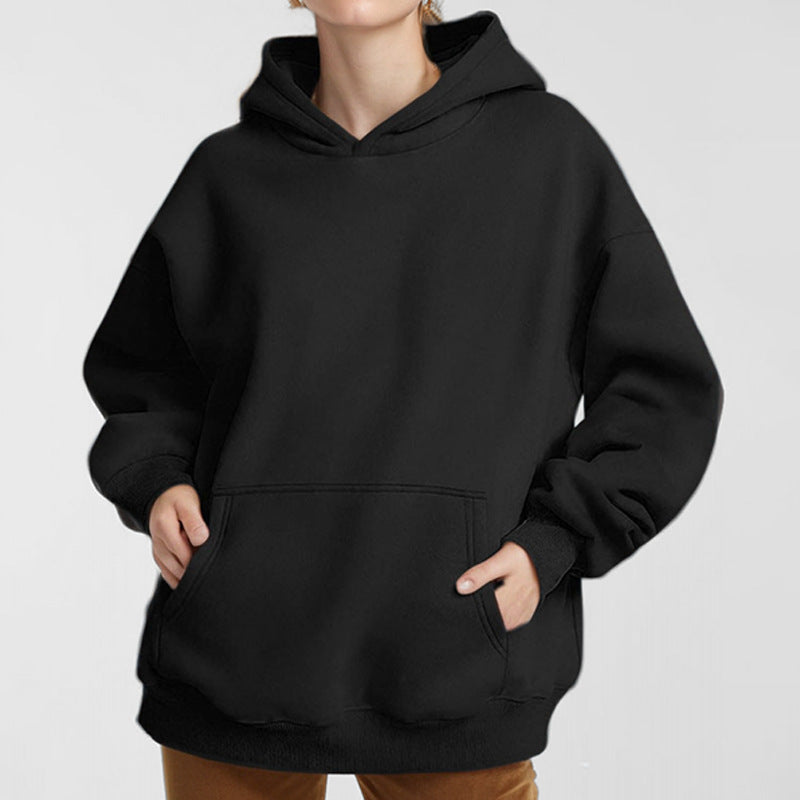 Sweat à capuche oversize pour femmes en tissu doux avec ourlet asymétrique, poche kangourou et épaule tombante Echo Archiv