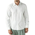 Chemise structurée en coton-lin pour hommes avec col Kent et ourlet arrondi Echoarchiv