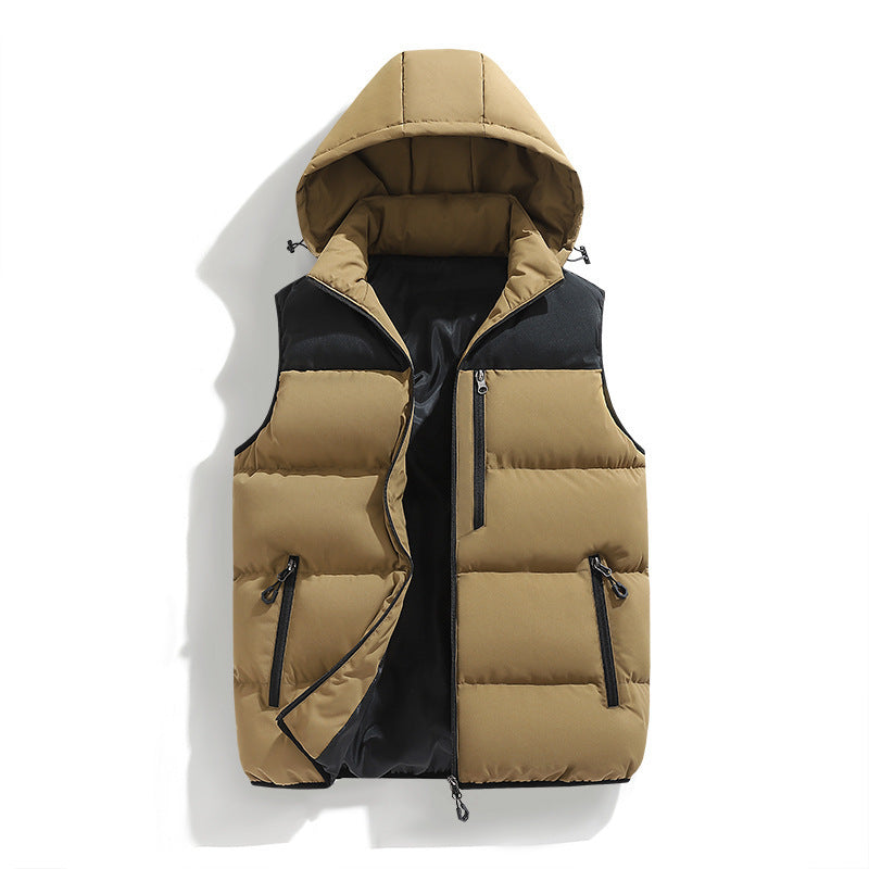 Gilet d'extérieur rembourré pour hommes avec capuche