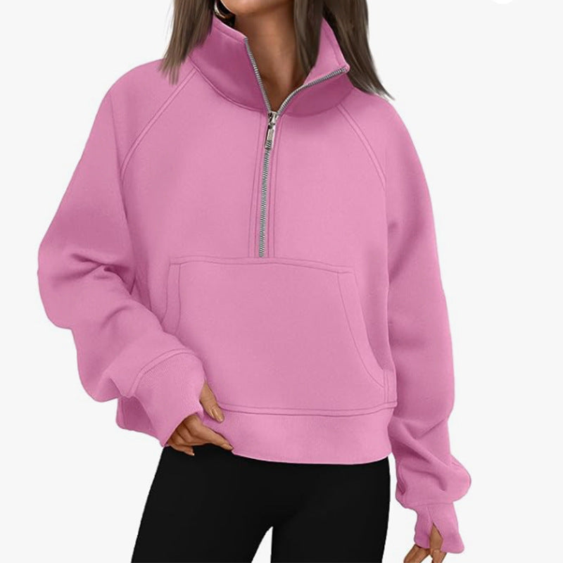 Sweatshirt oversized pour femmes avec demi-zip, poche kangourou et trous pour les pouces Echo Archiv