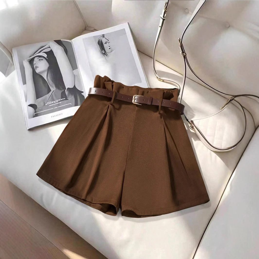 Shorts en crayon pour femmes avec ceinture et plis élégants R&B