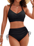 Ensemble de bikini taille haute à nouer pour femmes avec bretelles réglables R&B