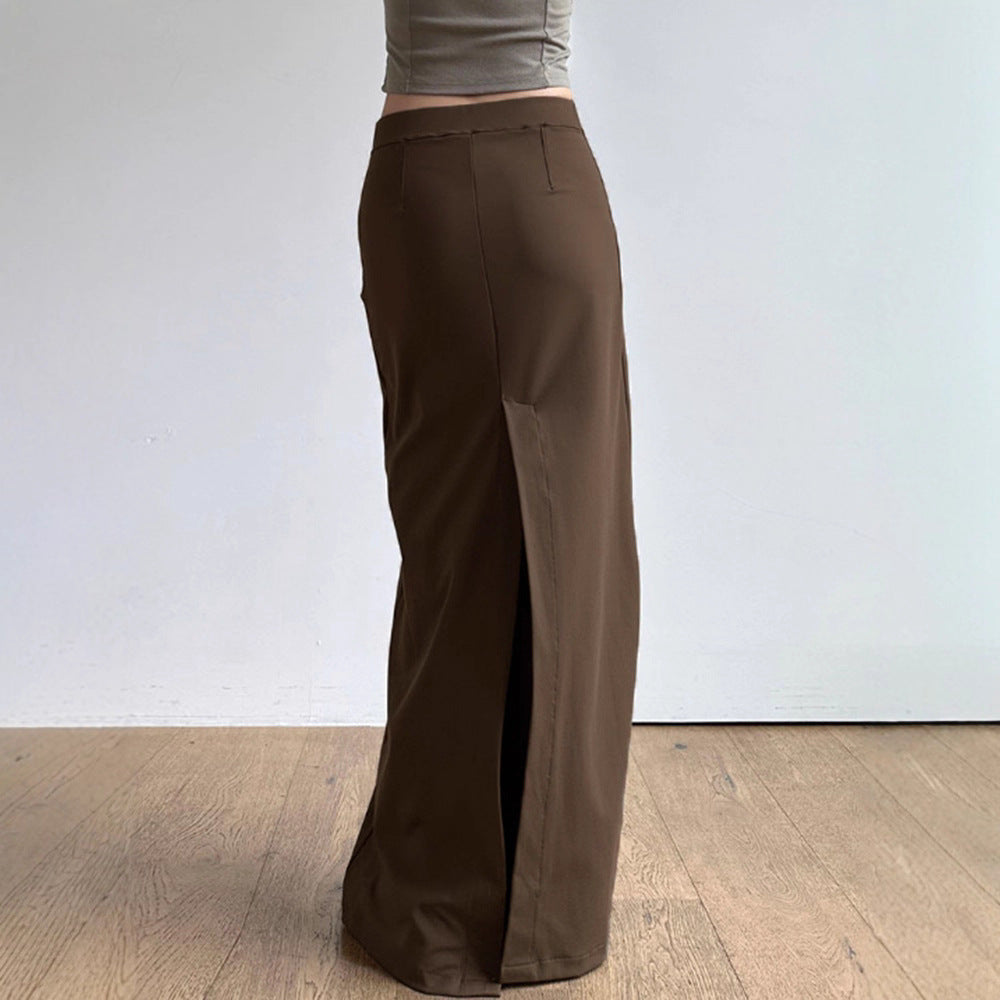 Jupe maxi cintrée pour femmes avec taille haute, coupe droite et fente latérale Echo Archiv