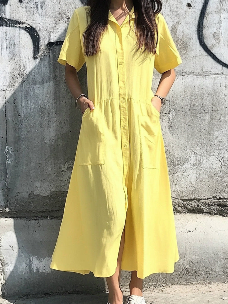 Robe chemise femme avec poches et design à boutons R&B