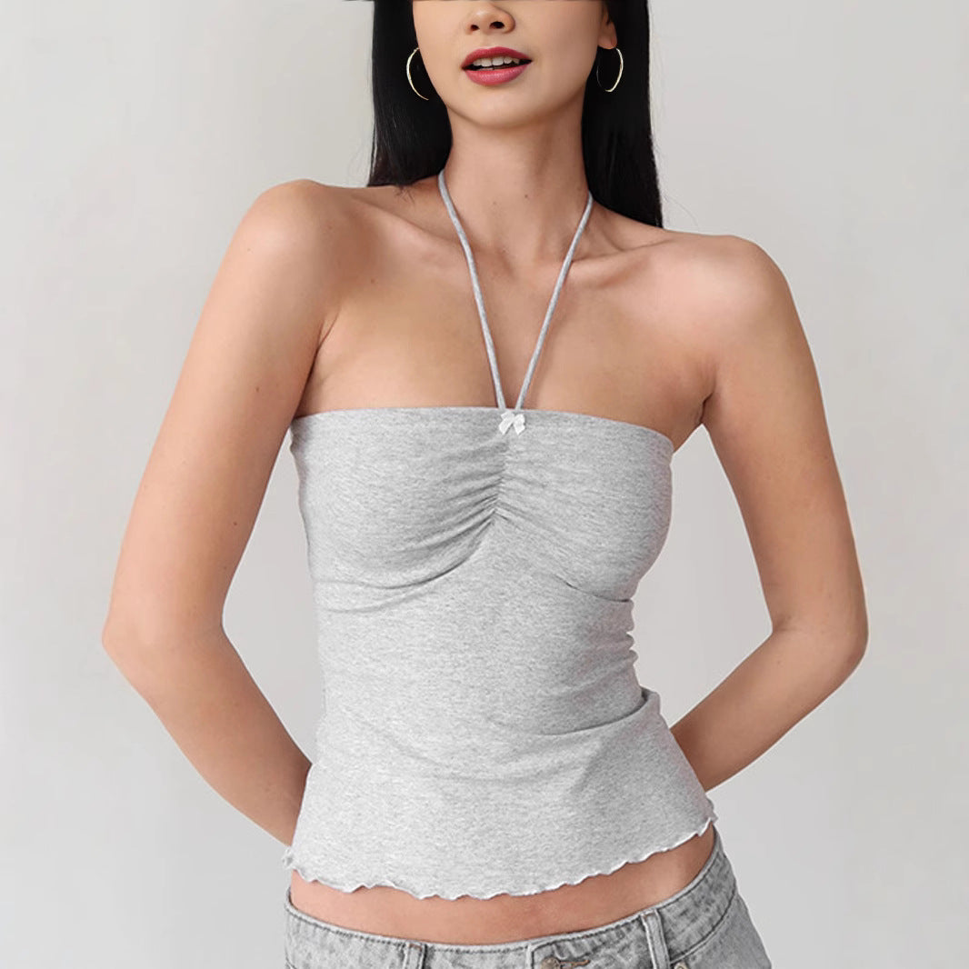 Haut bandeau pour femmes avec de délicats détails en volants et des bretelles réglables R&B