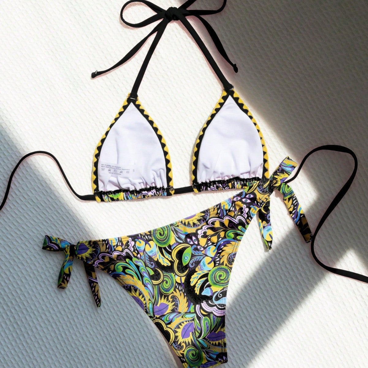 Bikini triangle pour femmes avec imprimé coloré et bretelles réglables R&B