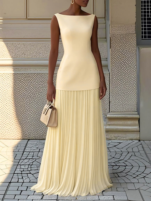 Celeste | Robe maxi plissée