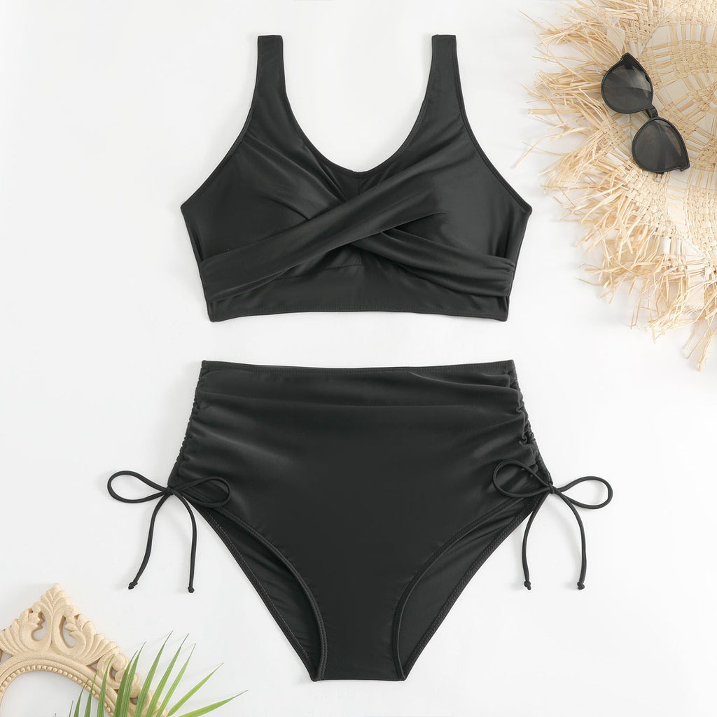 Ensemble de bikini taille haute pour femmes avec bretelles réglables R&B