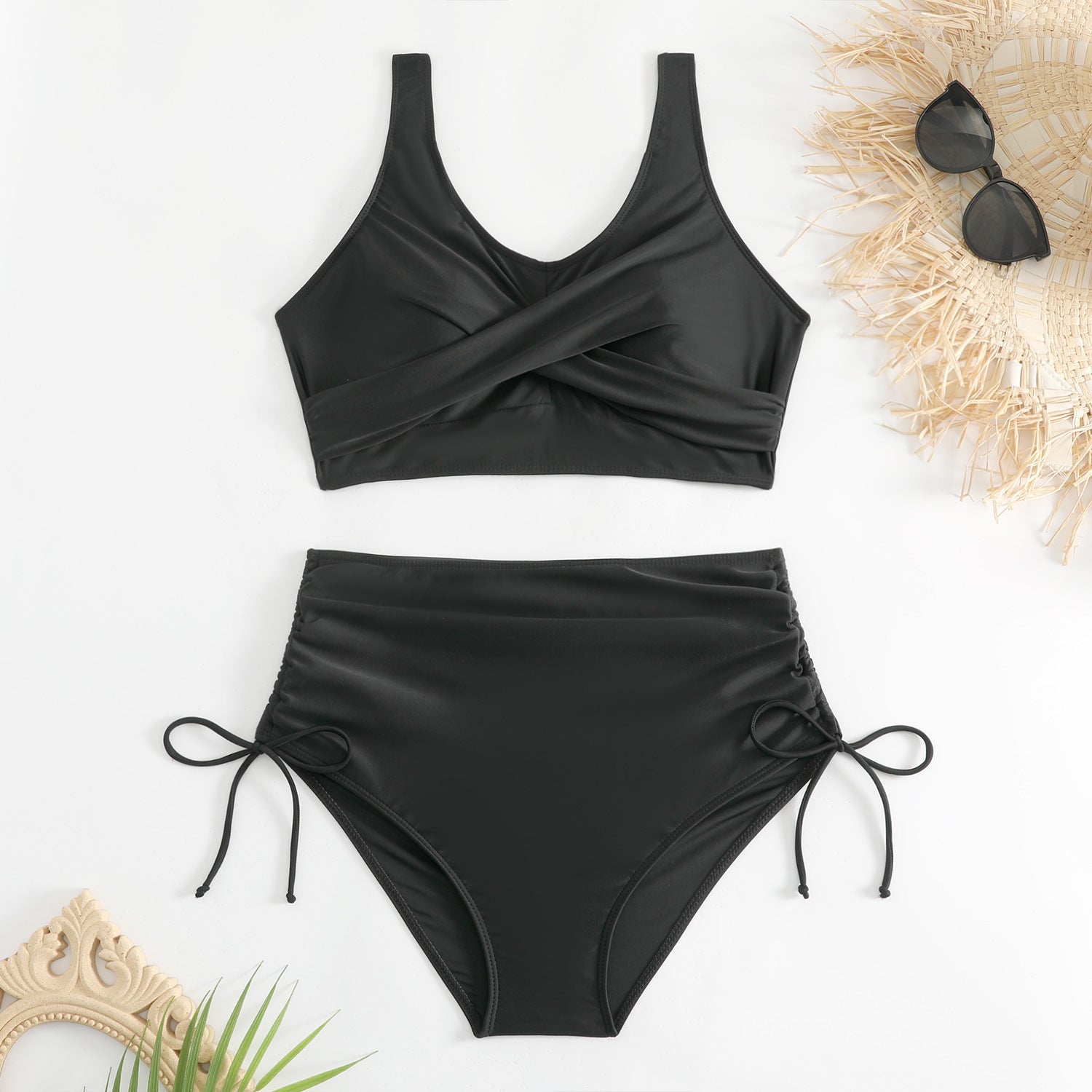 Ensemble de bikini taille haute pour femmes avec bretelles réglables R&B