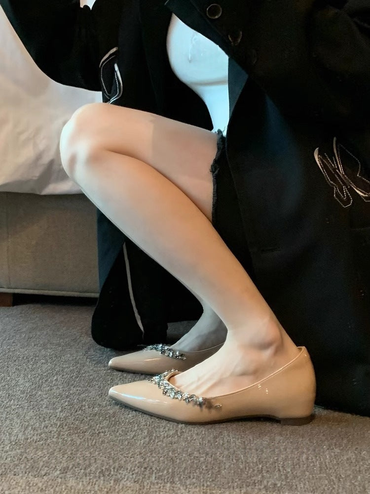 Ballerines élégantes pour femmes avec ornement en strass scintillant R&B