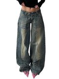 Jeans baggy taille basse pour femmes avec des panneaux en V marquants et des poches avant plaquées Echo Archiv