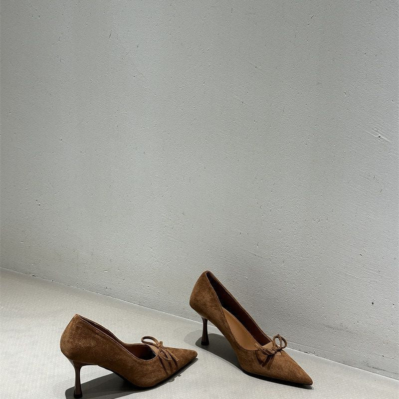 Talons aiguilles élégants pour femmes avec délicate décoration en nœud R&B