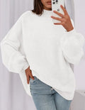 Pull en maille oversize pour femmes avec col montant et manches ballon