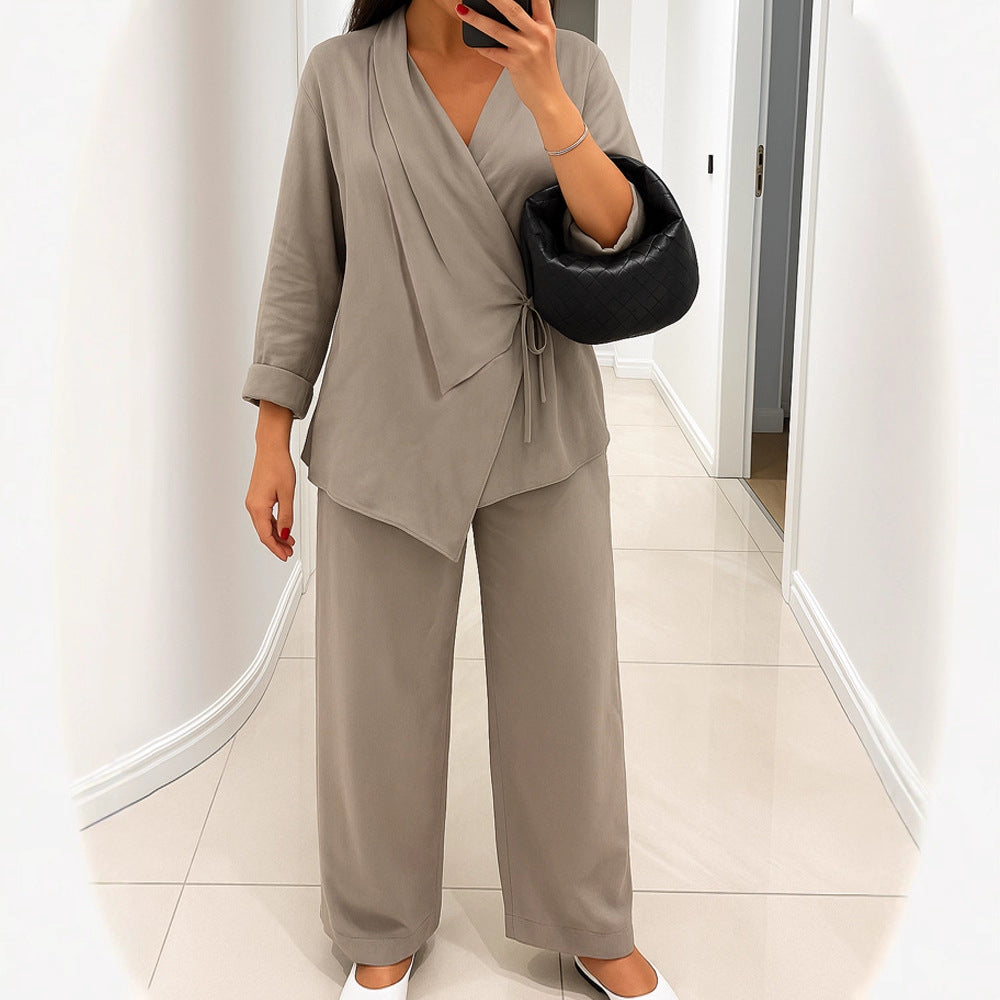 Ensemble Chemise et Pantalon en Lin Décontracté pour Femmes R&B