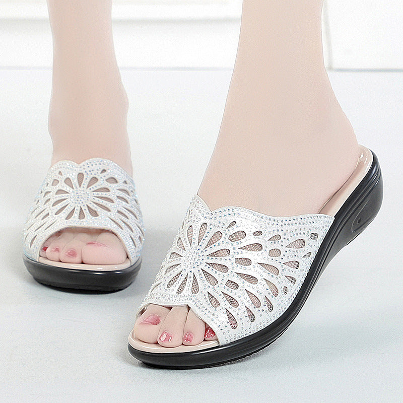 Sandales confortables pour femmes avec un élégant motif floral et semelle antidérapante Heidi-Mode