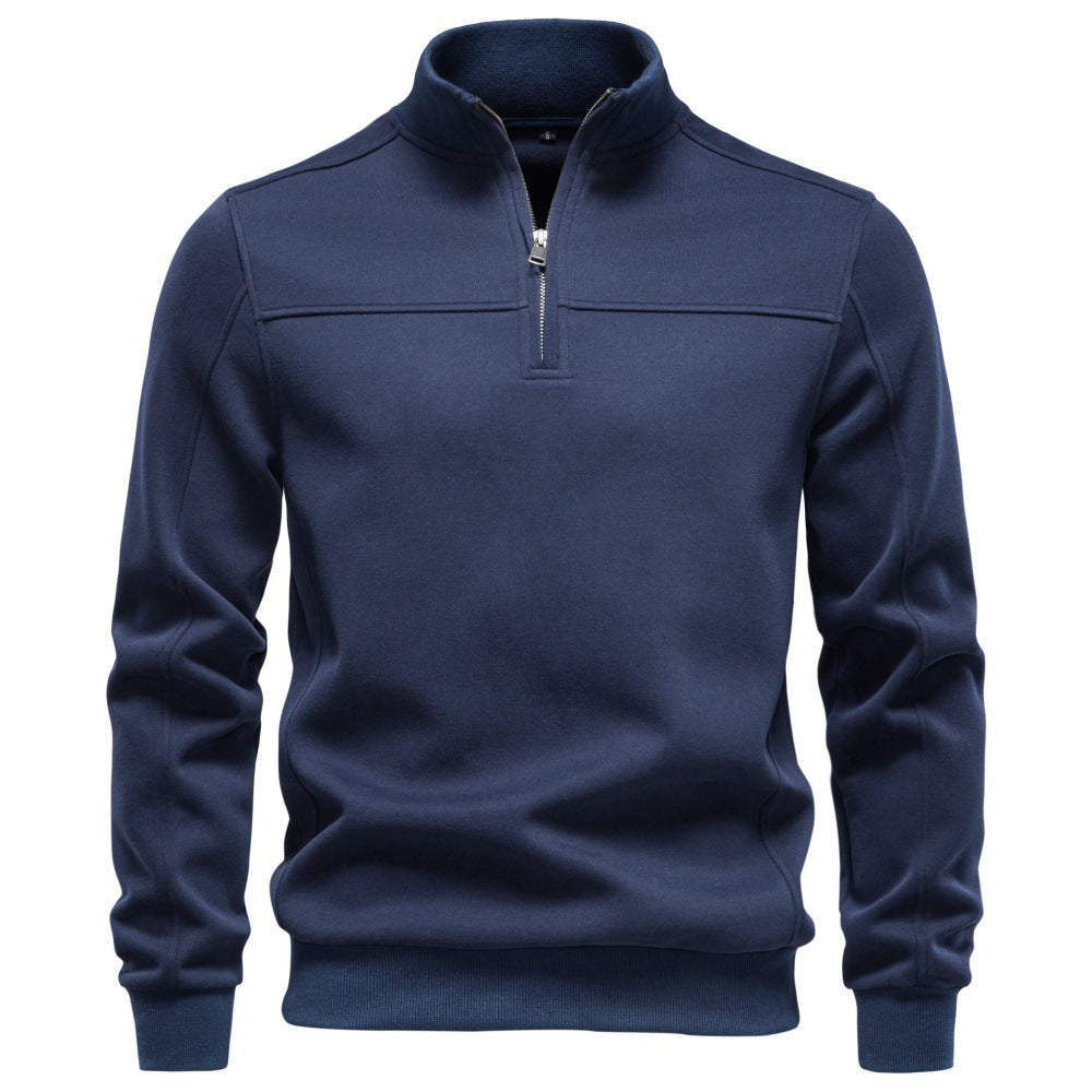 Sweat-shirt pour hommes à col montant avec demi-zip et doublure en Thermofleece Echoarchiv
